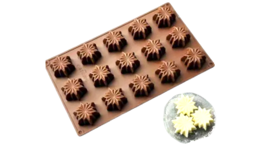 15 adagos csillagos hópehely alakú szilikon praliné forma