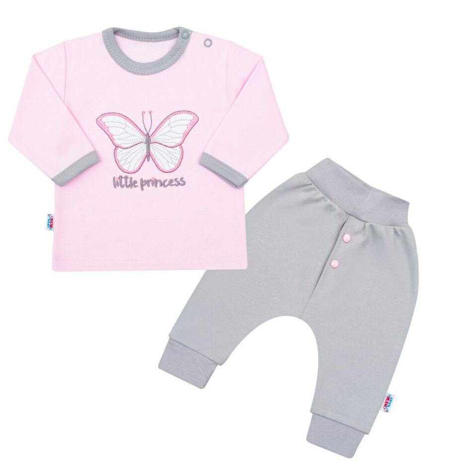 2-részes baba együttes New Baby Little Princess rózsaszín-szürke 56 (0-3 h) Rózsaszín
