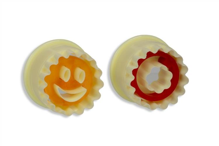 2 részes műanyag rugós linzer kiszúró készlet virág és smiley mintával