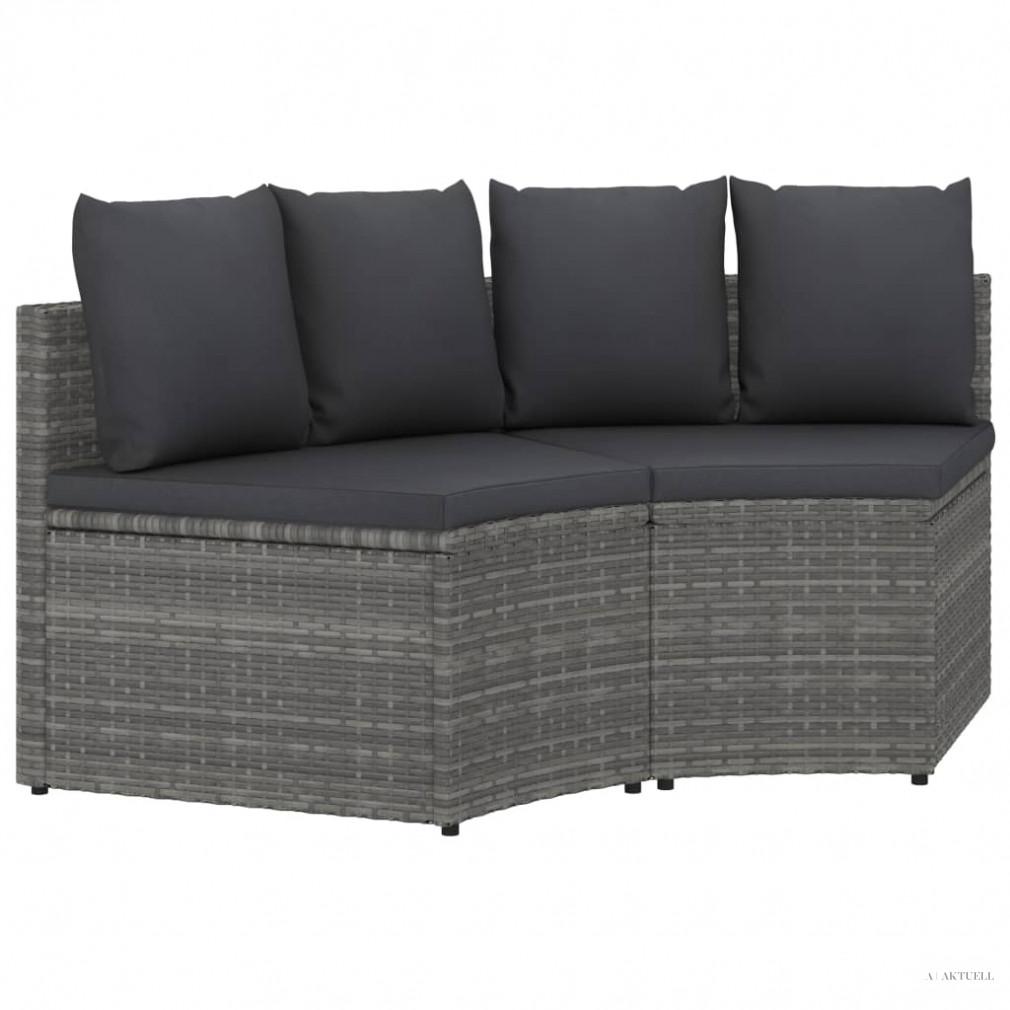 2 részes szürke polyrattan kerti kanapészett párnákkal