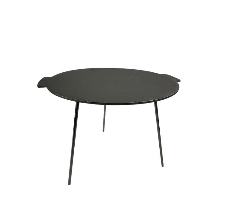 3 Lábú Öntöttvas Grilltárcsa / Sütőtárcsa – Ø 38 cm – Enyhén íves, kerek