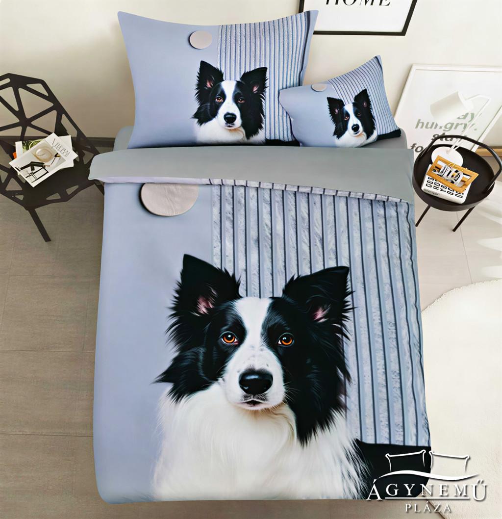 3 részes kutyás ágyneműhuzat garnitúra, szürke Border Collie ágynemű