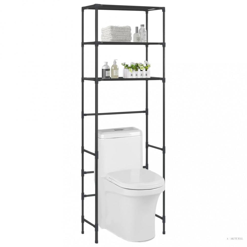 3 szintes fekete WC feletti tárolóállvány 53 x 28 x 169 cm