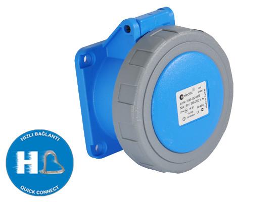 3x16A - Beépíthető dugalj (tekerős csapfedél) kék, IP67, 220V