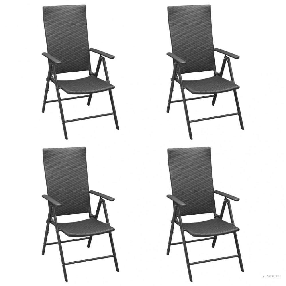 4 db fekete polyrattan kerti szék