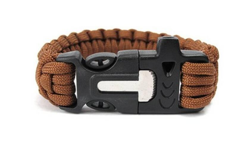 4 funkciós paracord túlélő karkötő -barna