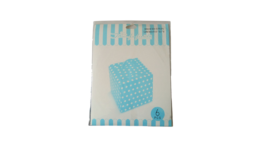 6 db kék pöttyös sütis doboz 9*9*8 cm