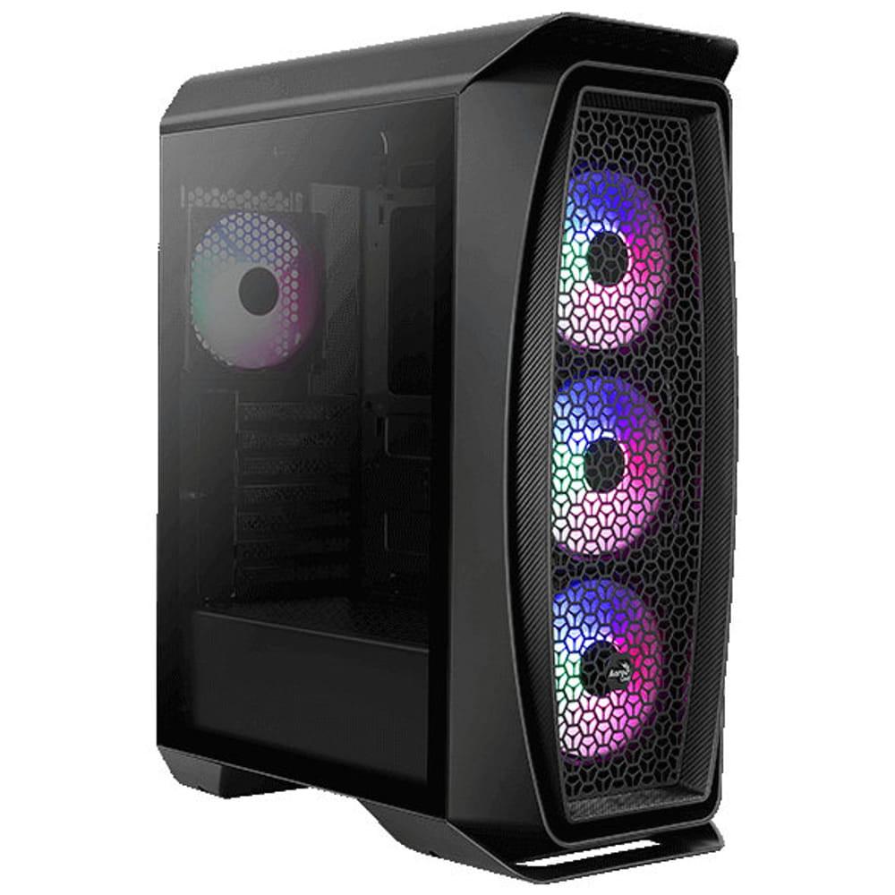 AeroCool Aero One Frost ATX miditorony számítógépház, 4 FRGB ventilátor, mesh előlap, fekete