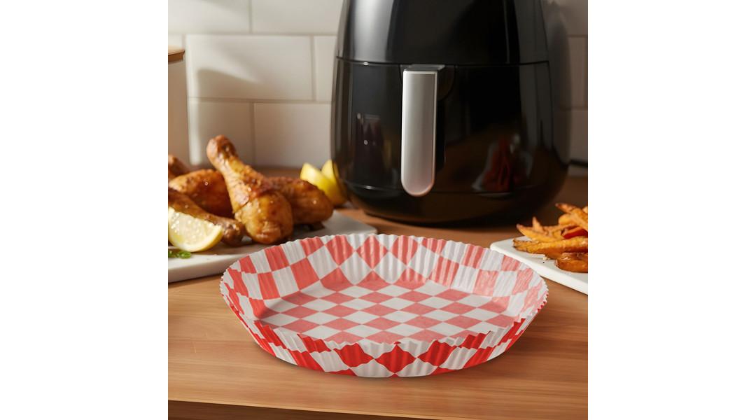 Air fryer sütőpapír kockás 23 cm-es kerek 50 db