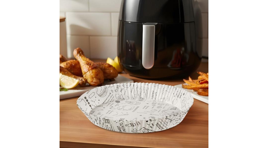 Air fryer sütőpapír mintás 23 cm-es kerek 50 db