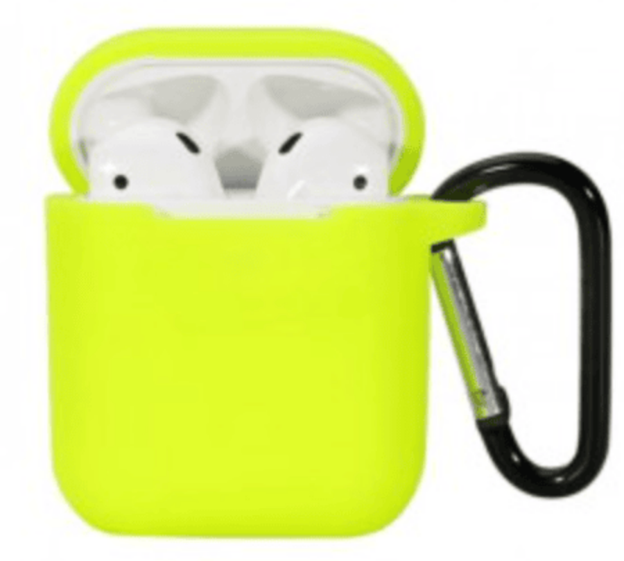 Airpods 1,2 szilikon tok, Neon sárga, 2.5mm	