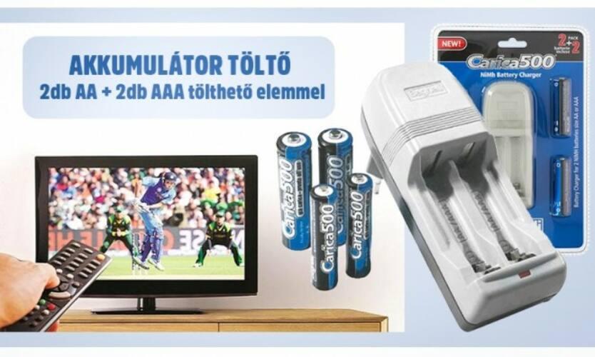 Akkumulátor töltő 2db AA + 2db AAA tölthető elemmel