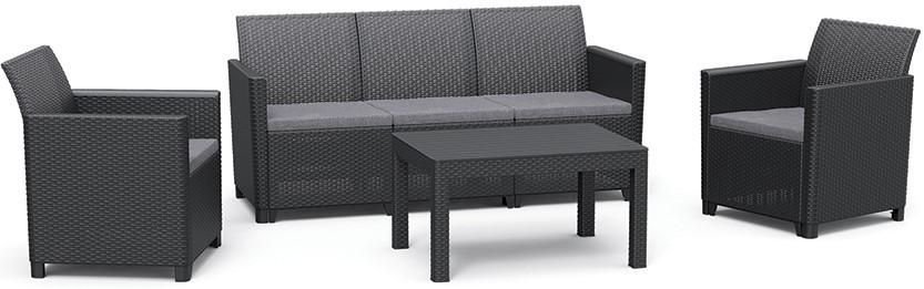 ALLIBERT CLAIRE 5 MŰRATTAN KERTI BÚTOR GARNITÚRA, GRAFIT
