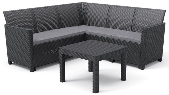 ALLIBERT CLAIRE 5 SEAT MŰRATTAN KERTI SAROKBÚTOR GARNITÚRA, GRAFIT ()