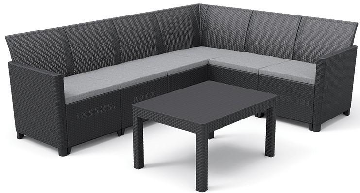 ALLIBERT CLAIRE 6 SEAT MŰRATTAN KERTI SAROKBÚTOR GARNITÚRA, GRAFIT ()