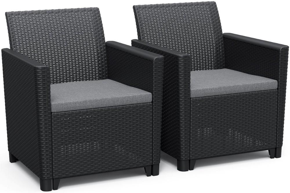 ALLIBERT CLAIRE DUO MŰRATTAN KERTI FOTEL KÉSZLET (2DB) - GRAFIT ()