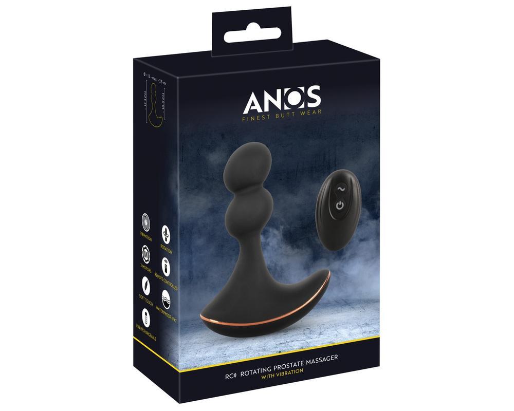 ANOS - 2 motoros forgó anál vibrátor (fekete)