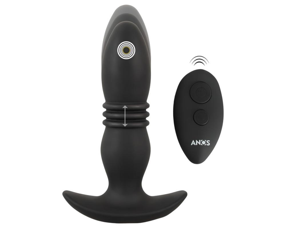 ANOS - rádiós lökő anál vibrátor (fekete)