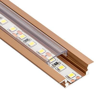 ANRO LED Profile ALP-001 Bronz - Alumínium U profil LED szalaghoz, süllyeszthető (Átlátszó búrával)
