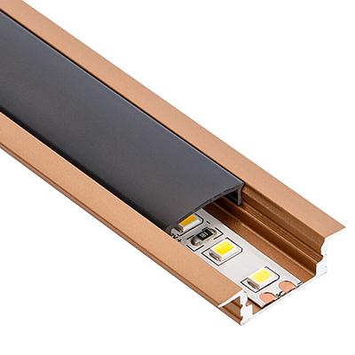 ANRO LED Profile ALP-001 Bronz - Alumínium U profil LED szalaghoz, süllyeszthető (Fekete búrával)
