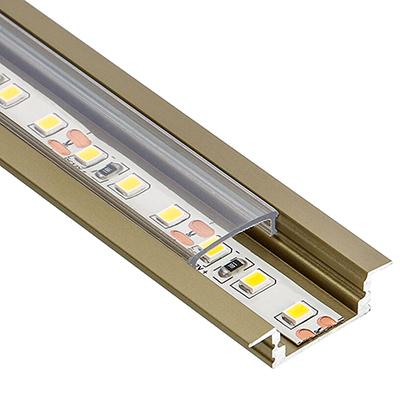 ANRO LED Profile ALP-001 Pezsgőszín - Alumínium U profil LED szalaghoz, süllyeszthető (Átlátszó búrával)