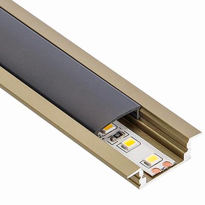 ANRO LED Profile ALP-001 Pezsgőszín - Alumínium U profil LED szalaghoz, süllyeszthető (Fekete búrával)