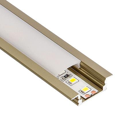 ANRO LED Profile ALP-001 Pezsgőszín - Alumínium U profil LED szalaghoz, süllyeszthető (Opál búrával)