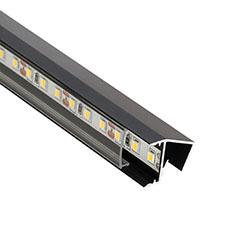 ANRO LED Profile ALP-060 GLASS SHELF Fekete - üvegpolc profil LED szalaghoz (Átlátszó búrával)