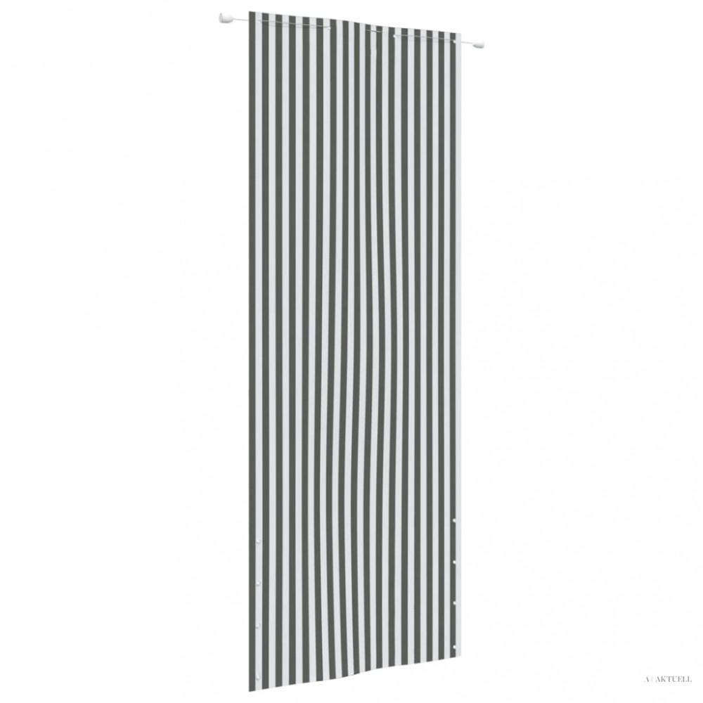 Antracitszürke és fehérr oxford-szövet erkélyparaván 80 x 240cm