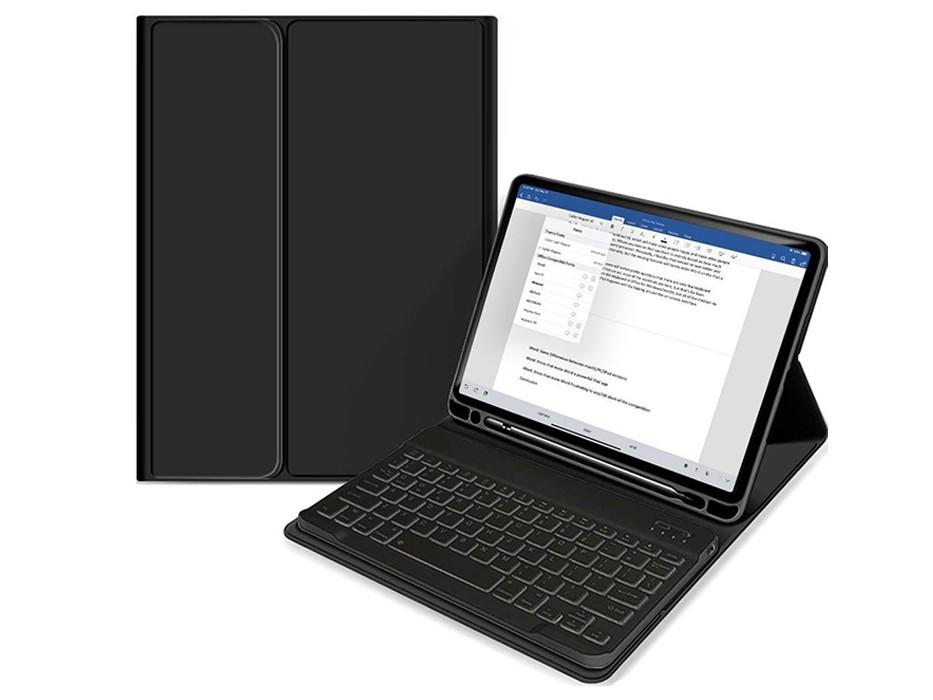 Apple iPad 10.9 (2022) tablet tok (Smart Case) on/off funkcióval, Apple Pencil tartóval, billentyűzettel - black (ECO csomagolás)