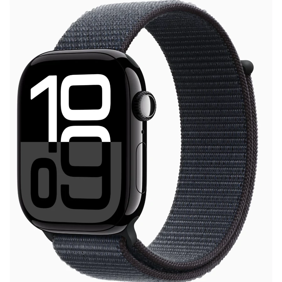 Apple Watch Series 10 GPS 46mm (MWWR3) - fekete alumíniumtok, tintaszínű sportpánt S/M