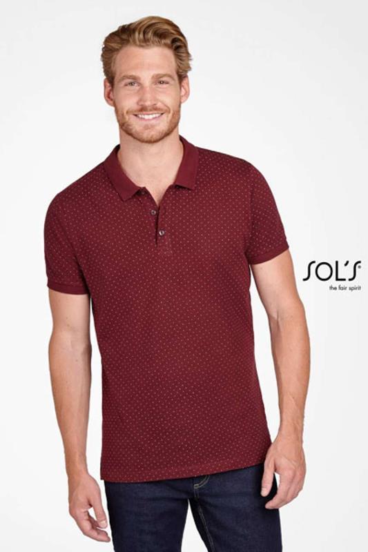 Apró pöttyös férfi póló - S - Oxblood/White