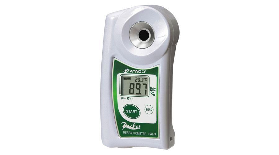 ATAGO PAL-3 digitális refraktométer Brix érték (0,0-93％, 0,1%, 10-100°C között) mérésére, 100 mérés rögzítése, NFC adatátvitel