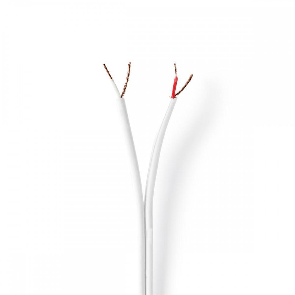 audio kábel | 2x 0.15 mm² | CCA | 100.0 m | Kerek | PVC | Fehér | Zsugor csomagolás