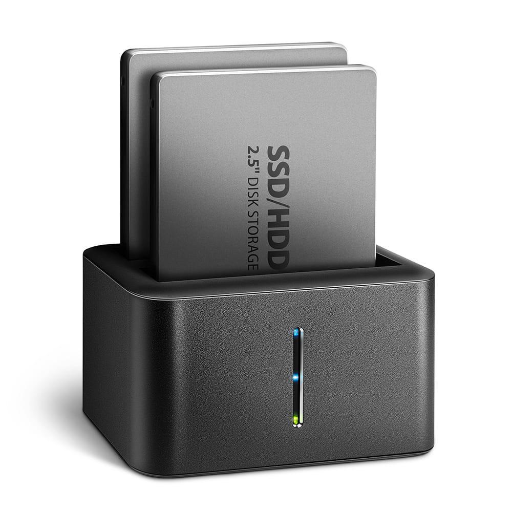 Axagon ADSA-D25 dokkoló, 2.5" SATA SSD HDD, klónozás, USB 3.2 Gen 1, fekete - ADSA-D25