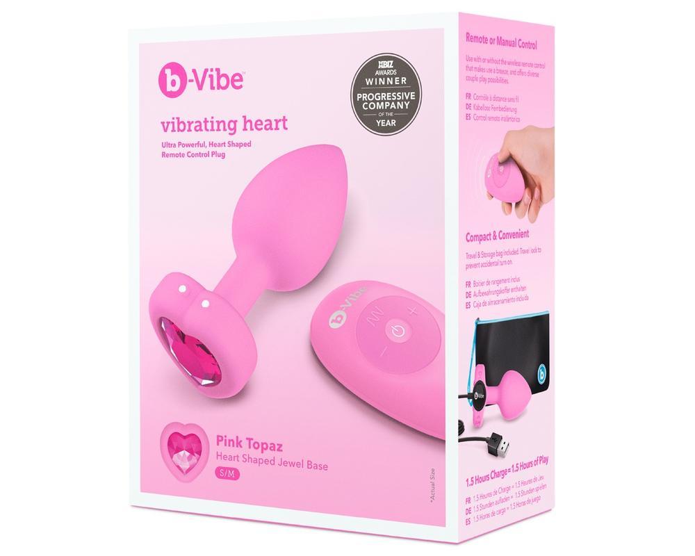 b-vibe heart - akkus, rádiós anál vibrátor (pink)
