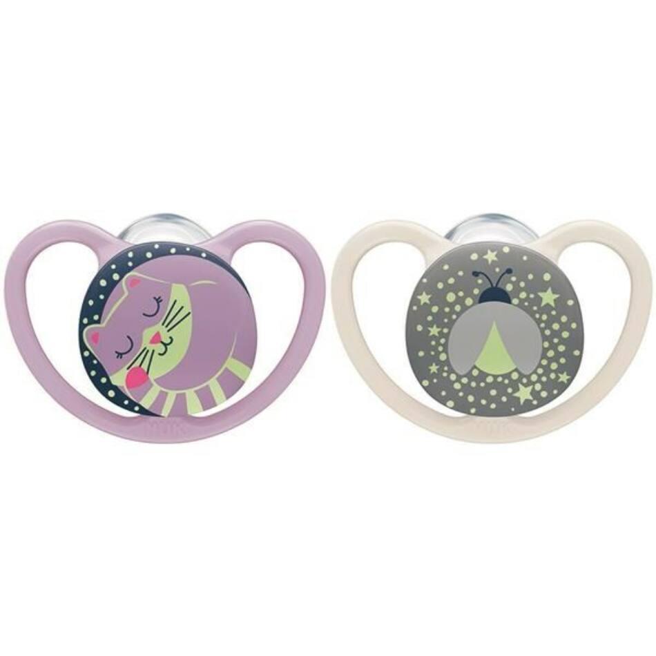 Baba cumi  NUK Space Nights 6-18h 2 db/BOX lány 6-18 m Lila