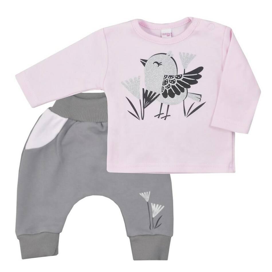Baba pamut melegítő nadrág és póló Koala Birdy rózsaszín 62 (3-6 h) Rózsaszín