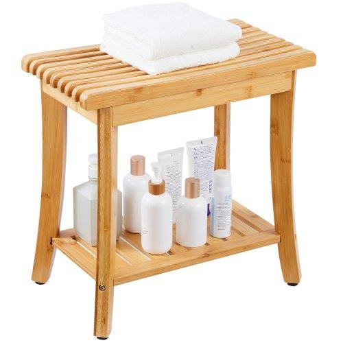 Bambusz Zuhanypad Oszloppal Fürdőszobai Szék 485 × 287 × 465 mm