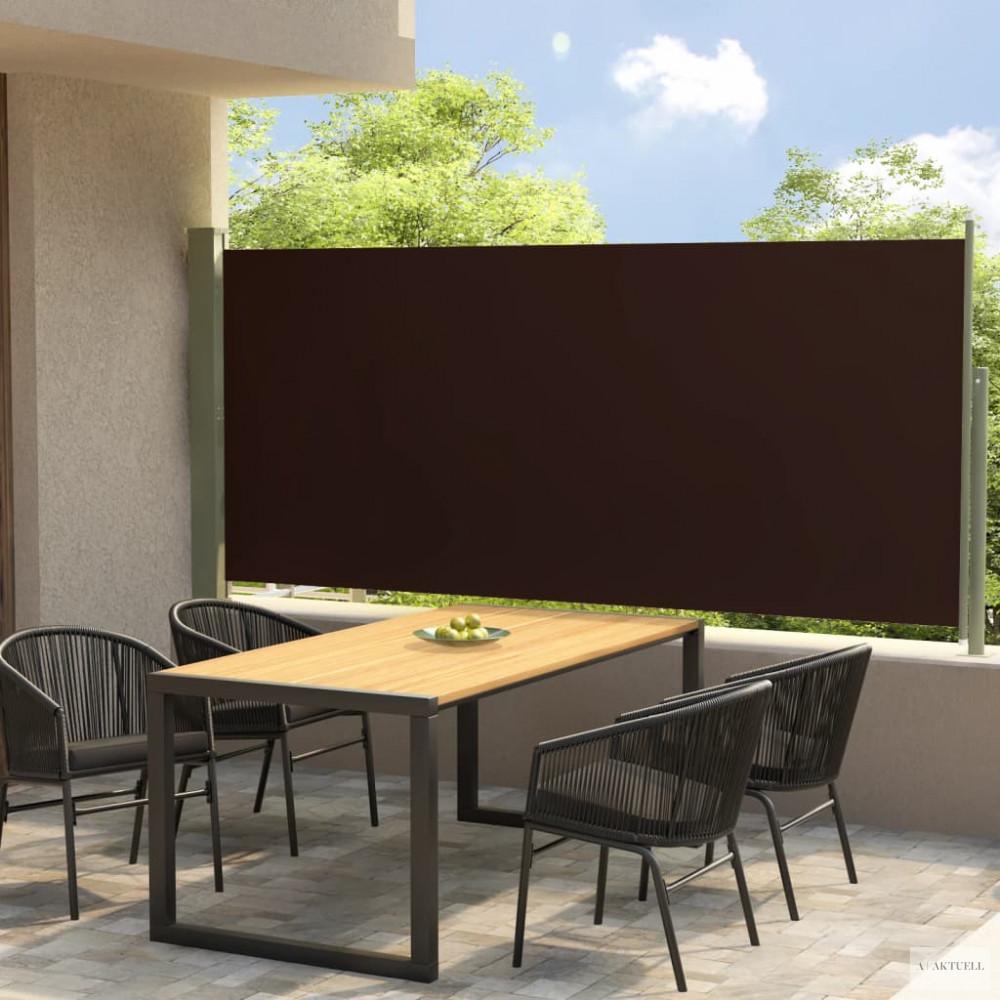 Barna behúzható oldalsó terasznapellenző 117 x 300 cm