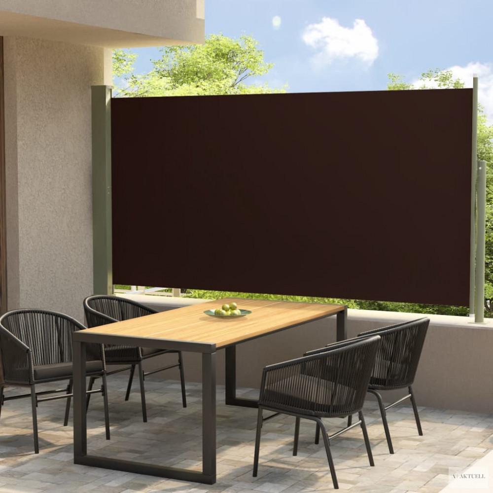 Barna behúzható oldalsó terasznapellenző 160 x 300 cm