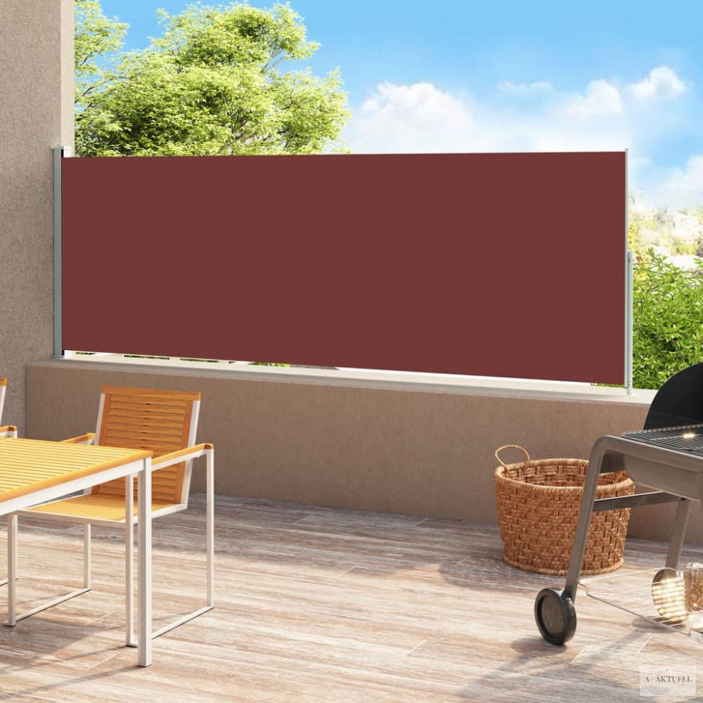 Barna behúzható oldalsó terasznapellenző 180 x 500 cm