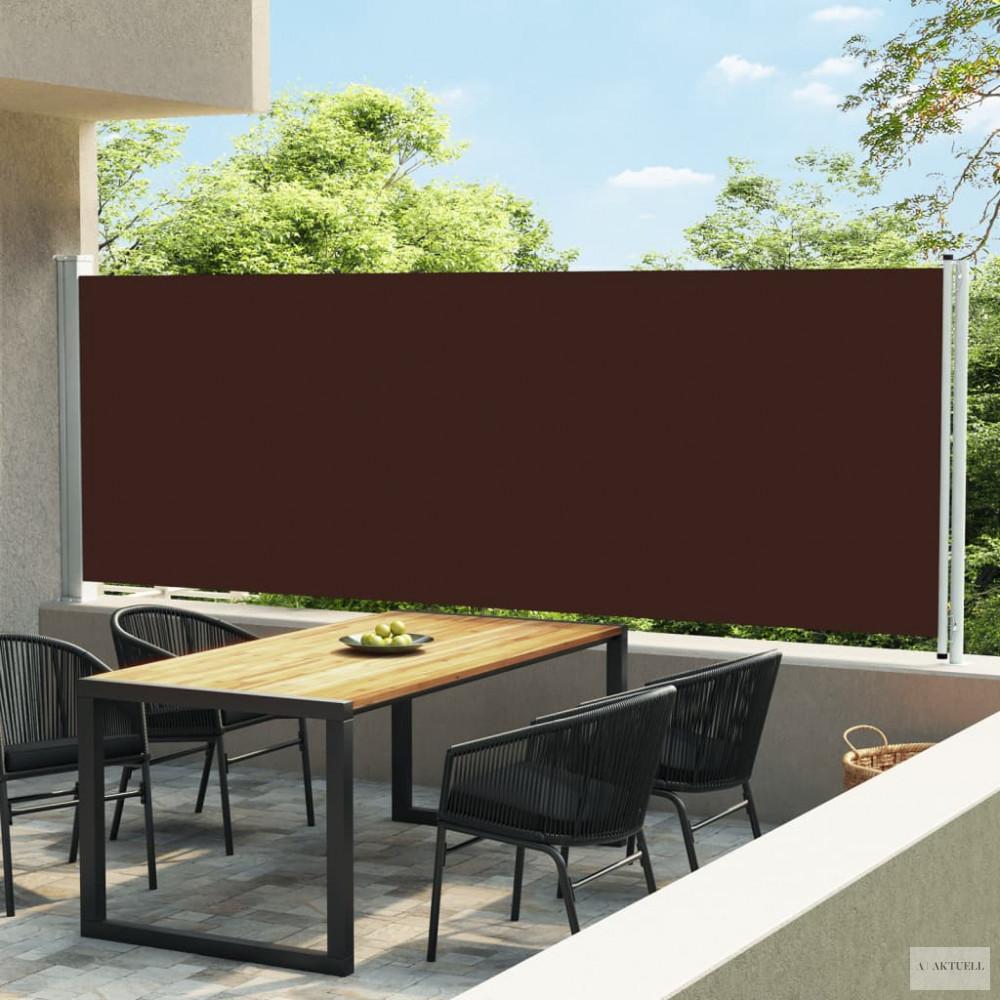 Barna kihúzható oldalsó terasz-napellenző 600 x 160 cm