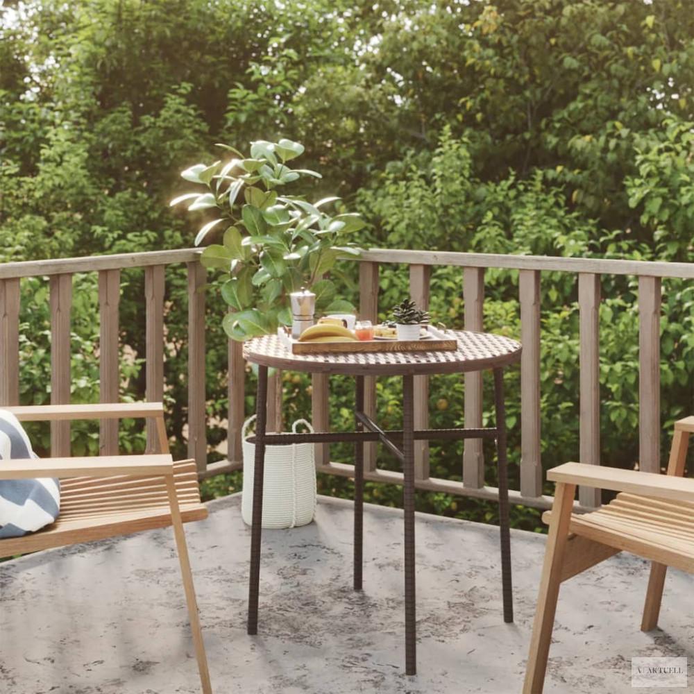 Barna polyrattan teázóasztal 45 cm
