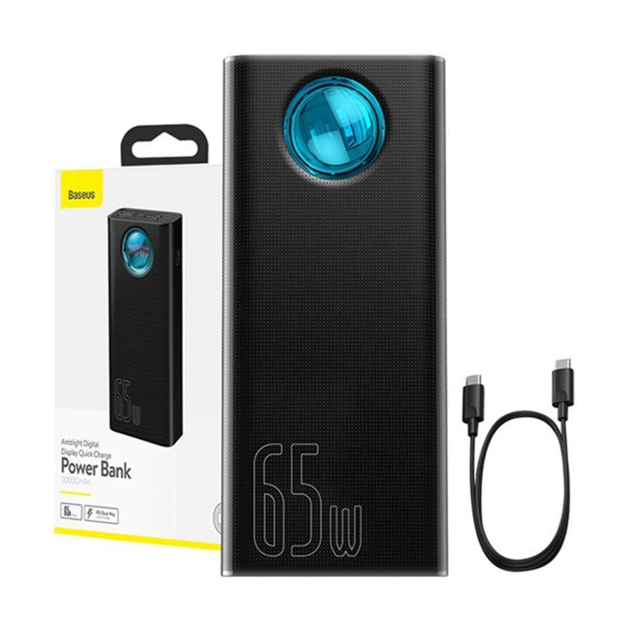 Baseus Amblight külső akkumulátor, 30000mAh, 4xUSB, USB Type-C, 65W, fekete