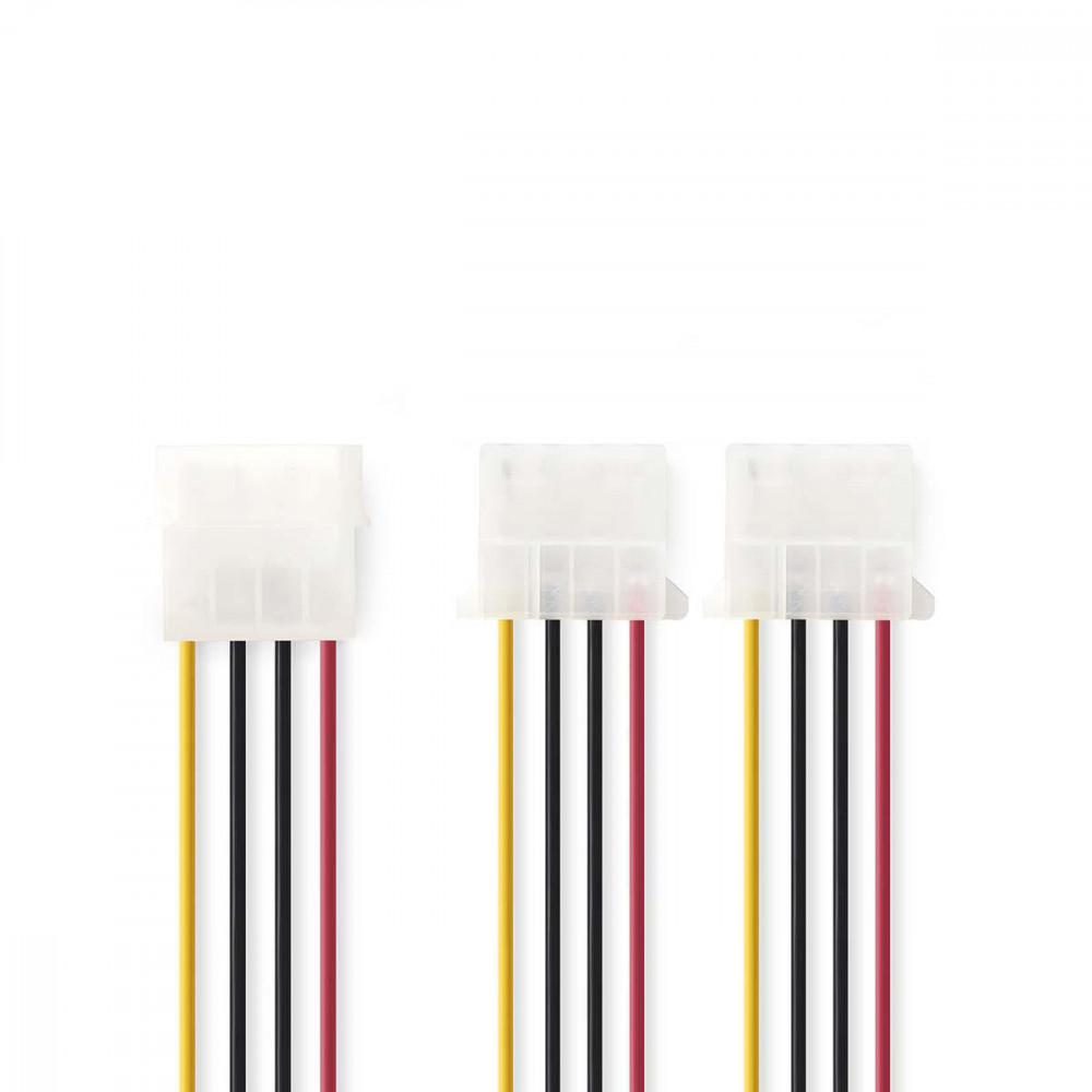 Belső hálózati kábel | Molex Dugasz | 2x Molex Aljzat | Aranyozott | 0.20 m | Kerek | PVC | Többszínű | Műanyag Zacskó