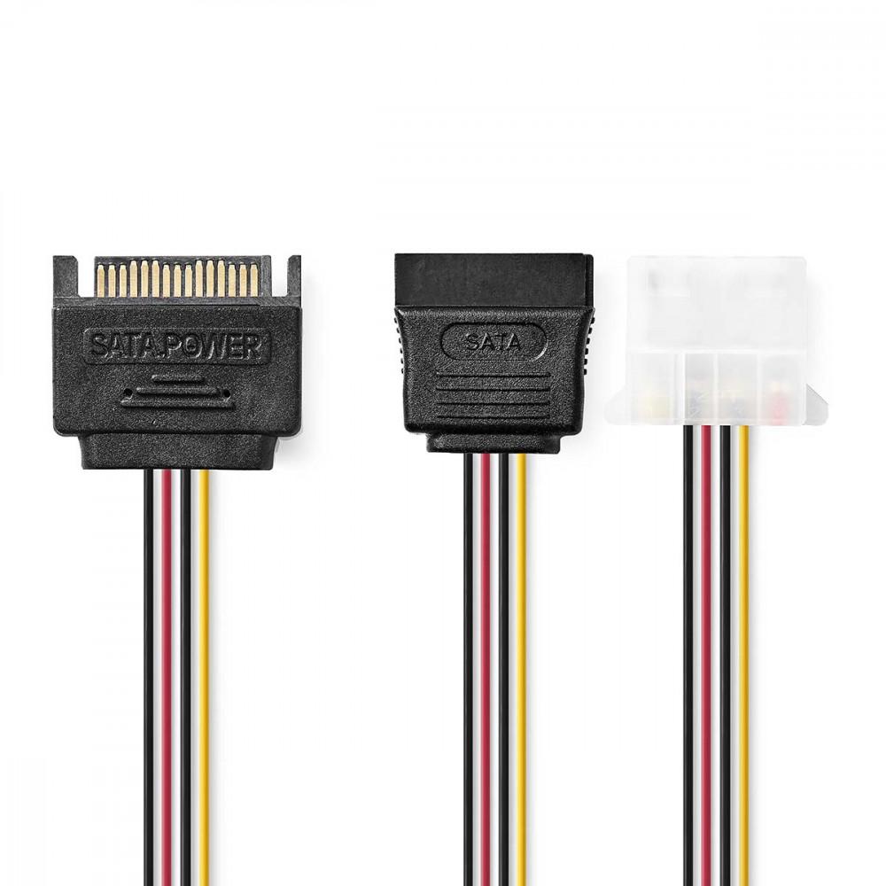Belső hálózati kábel | SATA 15-Tűs Dugasz | Molex Aljzat / SATA 15-Tűs Aljzat | Aranyozott | 0.20 m | Kerek | PVC | Többszínű | Műanyag Zacskó