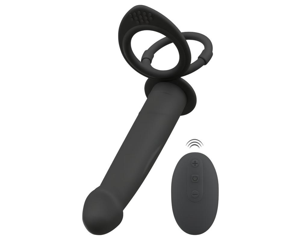 Black Velvet Double F - felcsatolható anál vibrátor (fekete)