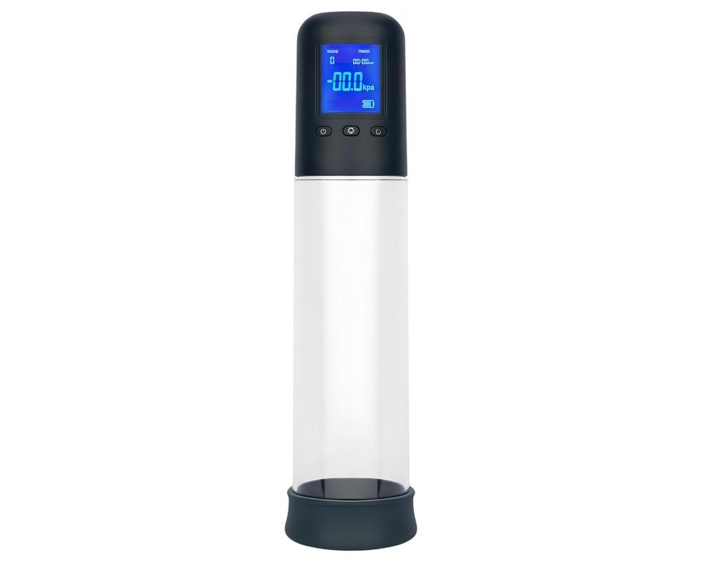 Boners - automatikus LCD péniszpumpa (átlátszó-fekete)