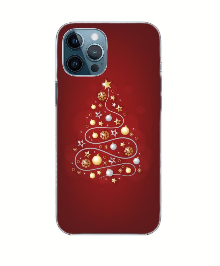 Bordó - Arany Karácsonyi tok - Karácsonyfa Huawei Y5 2017 - Y6 2017
